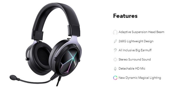 Onikuma X10 PRO RGB Noise Cancelling Detachable Microphone Gaming Headphones - Image 5
