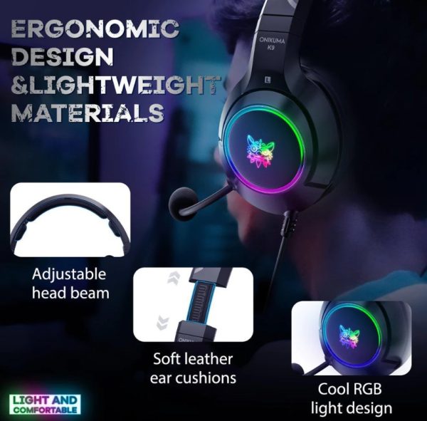 Onikuma K9 BLACK Headset - Image 7