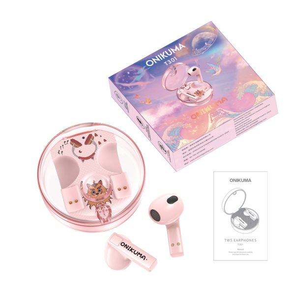 Onikuma T301 Pink Bluetooth Earphones - Image 4