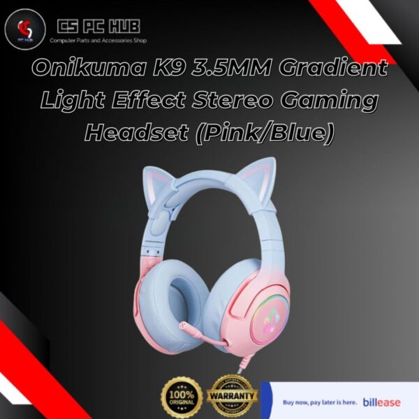Onikuma K9 3.5MM Gradient Light Effect Stereo Gaming Headset (Pink/Blue)